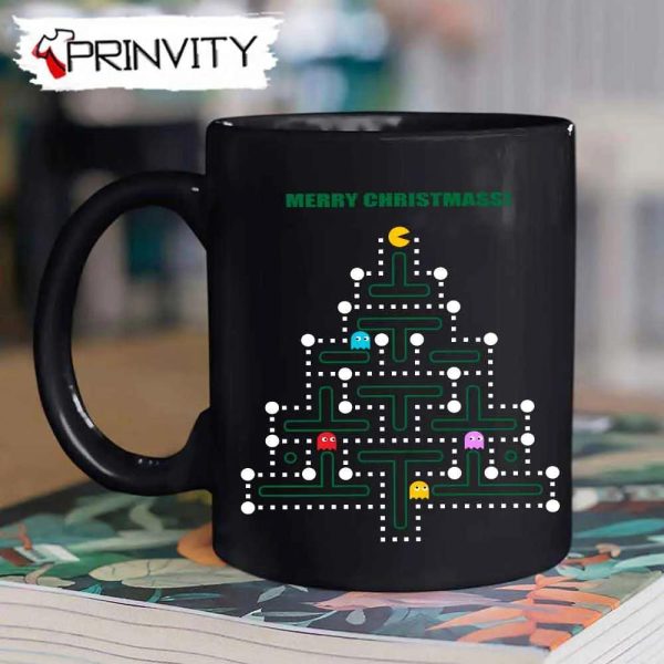Pacman Merry Christmas Tree Best Christmas Gift For Mug, Size 11Oz & 15Oz, Happy Holidays – Prinvity