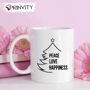Peace Love Happiness Merry Christmas Tree Best Christmas Gift For Mug Size 11oz 15oz Merry Christmas Happy Holidays Prinvity 1