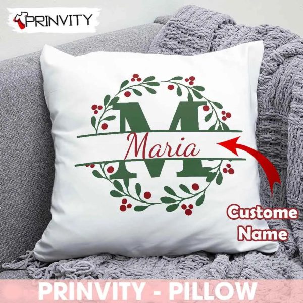 Personalized Custome Name Alphabet Christmas Pillow, Best Christmas Gifts For 2022, Merry Christmas, Size 14”x14”, 16”x16”, 18”x18”, 20”x20” – Prinvity