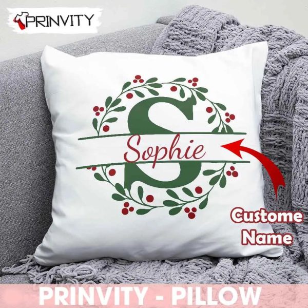 Personalized Custome Name Alphabet Christmas Pillow, Best Christmas Gifts For 2022, Merry Christmas, Size 14”x14”, 16”x16”, 18”x18”, 20”x20” – Prinvity