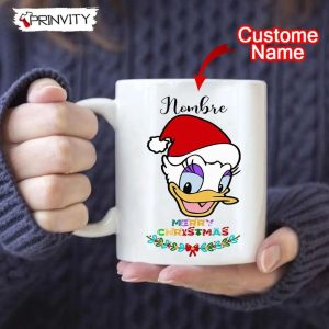 Personalized Daisy Duck Merry Christmas Mug, Size 11oz & 15oz, Custom Name, Best Christmas Gifts 2022, Happy Holidays - Prinvity