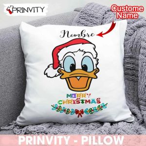 Personalized Donal Duck Merry Christmas Disney Pillow, Custom Name, Best Christmas Gifts 2022, Happy Holidays, Size 14”x14”, 16”x16”, 18”x18”, 20”x20” - Prinvity