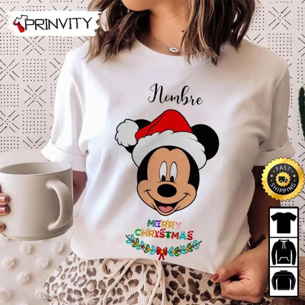 Personalized Mickey Mouse Merry Christmas Sweatshirt, Custom Name, Best Christmas Gifts 2022, Happy Holidays, Unisex Hoodie, T-Shirt, Long Sleeve – Prinvity