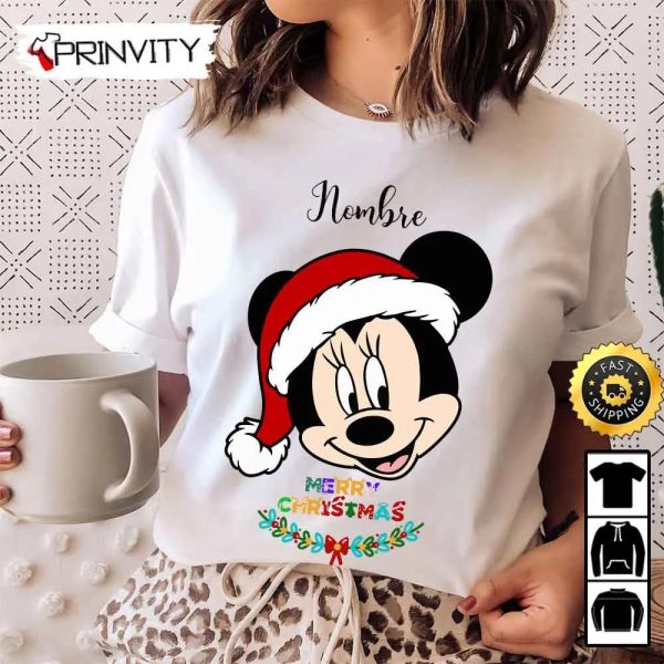 Personalized Minnie Mouse Merry Christmas Sweatshirt, Custom Name, Best Christmas Gifts 2022, Happy Holidays, Unisex Hoodie, T-Shirt, Long Sleeve – Prinvity