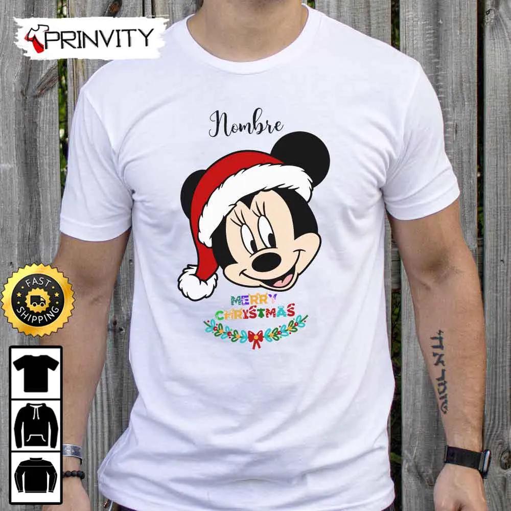 Personalized Minnie Mouse Merry Christmas Sweatshirt, Custom Name, Best Christmas Gifts 2022, Happy Holidays, Unisex Hoodie, T-Shirt, Long Sleeve - Prinvity