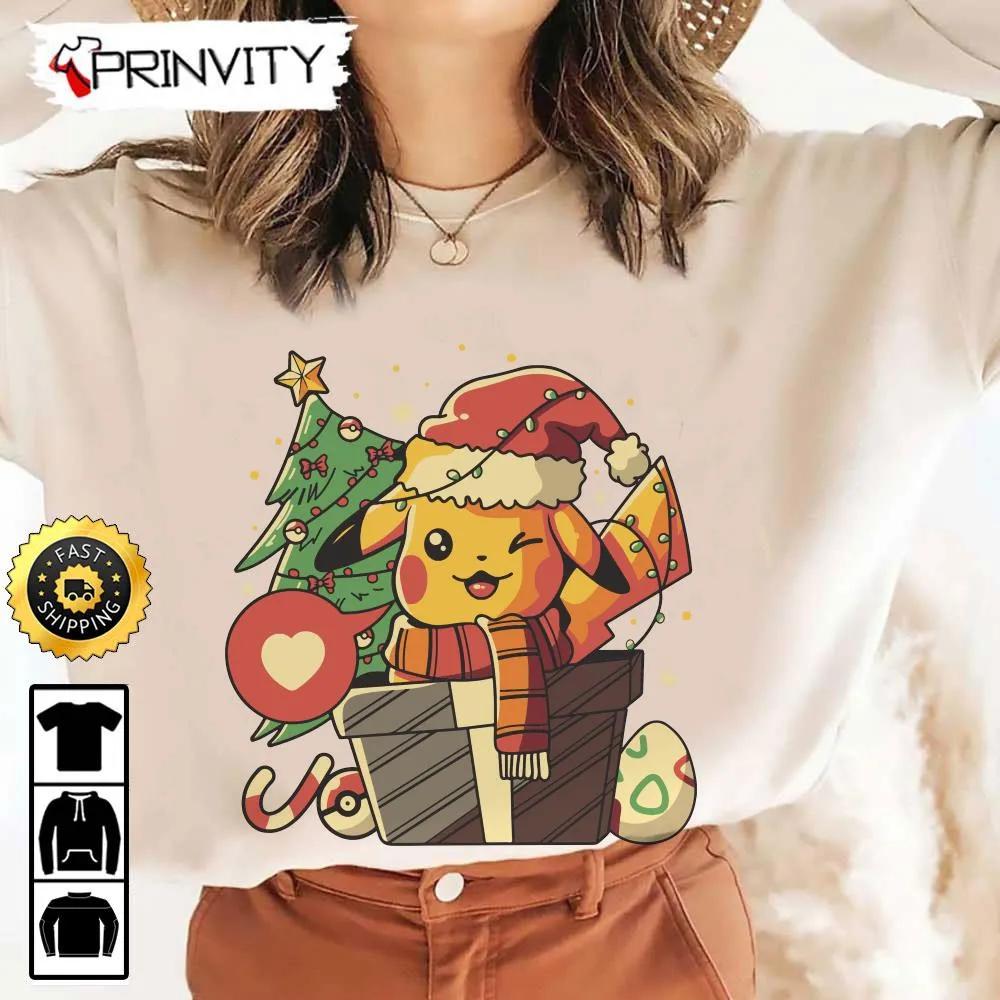 Pikachu Pokemon Best Christmas Gift For Sweatshirt, Merry Christmas, Happy Holidays, Unisex Hoodie, T-Shirt, Long Sleeve - Prinvity