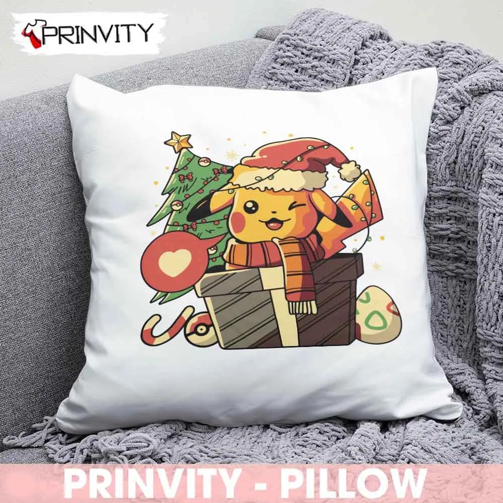 Pikachu Pokemon Best Christmas Gifts For Pillow, Merry Christmas, Happy Holidays, Size 14”x14”, 16”x16”, 18”x18”, 20”x20”  - Prinvity