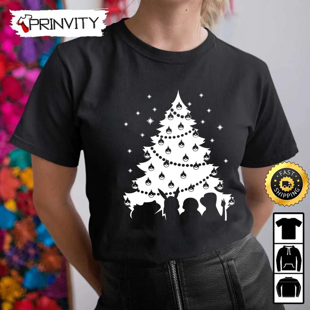 Pokemon Christmas Tree Sweatshirt, Best Christmas Gift For 2022, Merry Christmas, Happy Holidays, Unisex Hoodie, T-Shirt, Long Sleeve - Prinvity
