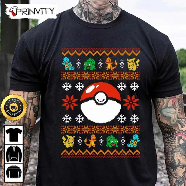 Pokemon Merry Christmas Ugly Sweatshirt, Best Christmas Gifts 2022, Happy Holidays, Unisex Hoodie, T-Shirt, Long Sleeve – Prinvity