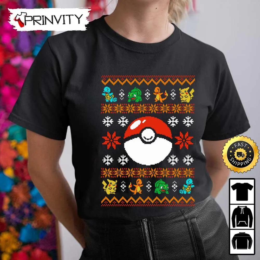Pokemon Merry Christmas Ugly Sweatshirt, Best Christmas Gifts 2022, Happy Holidays, Unisex Hoodie, T-Shirt, Long Sleeve - Prinvity