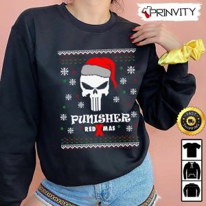 Punisher Red Xmas Best Christmas Gift For Sweatshirt Merry Christmas Happy Holidays Unisex Hoodie T Shirt Long Sleeve Prinvity 2