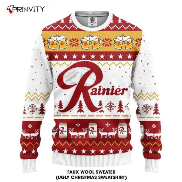 Rainier Beer Ugly Christmas Sweater, Faux Wool Sweater, Gifts For Beer Lovers, International Beer Day, Best Christmas Gifts For 2022 – Prinvity