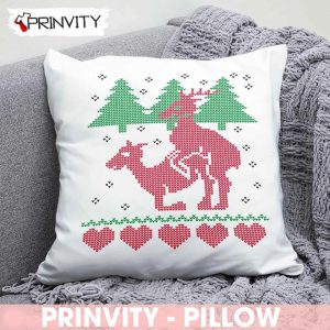 Reindeer Funny Pillow, Best Christmas Gifts 2022, Merry Christmas, Happy Holidays, Size 14”x14”, 16”x16”, 18”x18”, 20”x20” - Prinvity