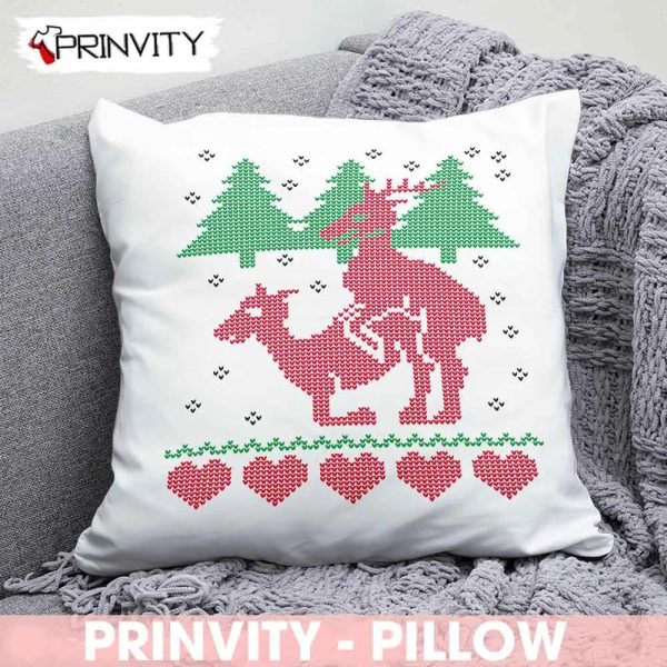 Reindeer Funny Pillow, Best Christmas Gifts 2022, Merry Christmas, Happy Holidays, Size 14”x14”, 16”x16”, 18”x18”, 20”x20” – Prinvity