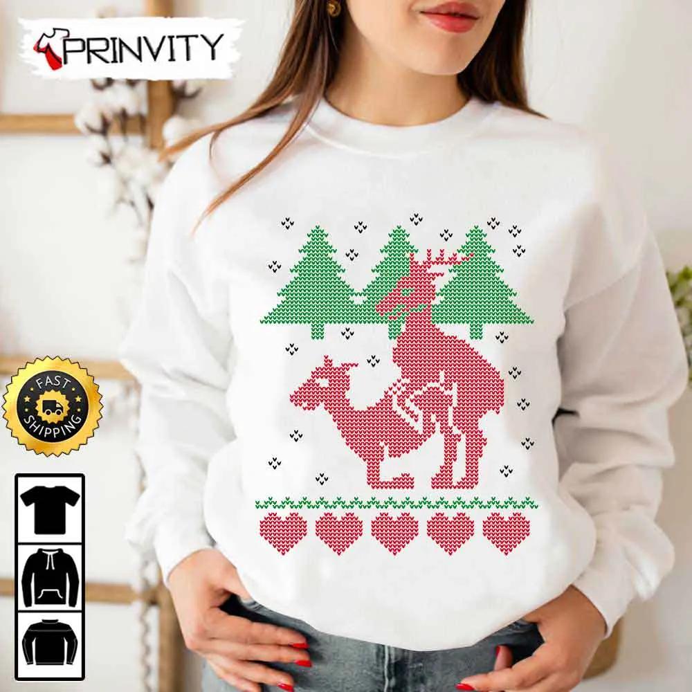 Reindeer Funny Ugly Sweatshirt, Best Christmas Gifts 2022, Merry Christmas, Happy Holidays, Unisex Hoodie, T-Shirt, Long Sleeve - Prinvity