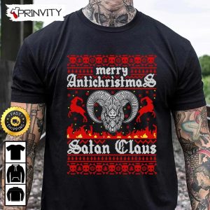 Satan Claus Merry AntiChristmas T-Shirt, Best Christmas Gifts 2022, Happy Holidays, Unisex Hoodie, Sweatshirt, Long Sleeve - Prinvity