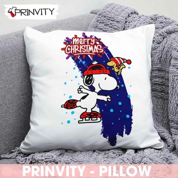 Snoopy Merry Christmas Pillow, Best Christmas Gifts 2022, Happy Holidays, Size 14”x14”, 16”x16”, 18”x18”, 20”x20” – Prinvity