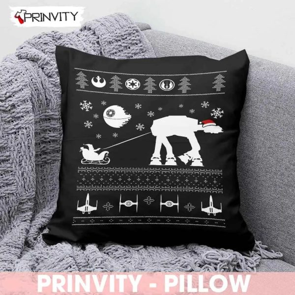 Star Wars Bordado Merry Christmas Pillow, Best Christmas Gifts 2022, Happy Holidays, Size 14”x14”, 16”x16”, 18”x18”, 20”x20” – Prinvity