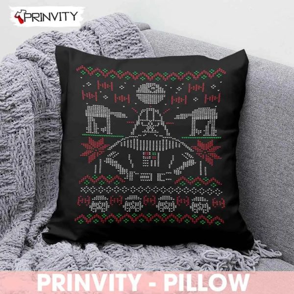 Star Wars Darth Vader Merry Christmas Pillow, Best Christmas Gifts 2022, Happy Holidays, Size 14”x14”, 16”x16”, 18”x18”, 20”x20” – Prinvity