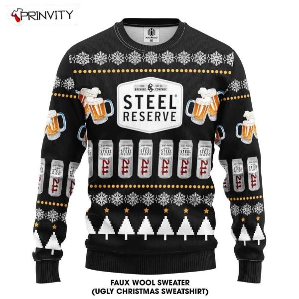 Steel Reserve Beer Ugly Christmas Sweater, Faux Wool Sweater, Gifts For Beer Lovers, International Beer Day, Best Christmas Gifts For 2022 – Prinvity