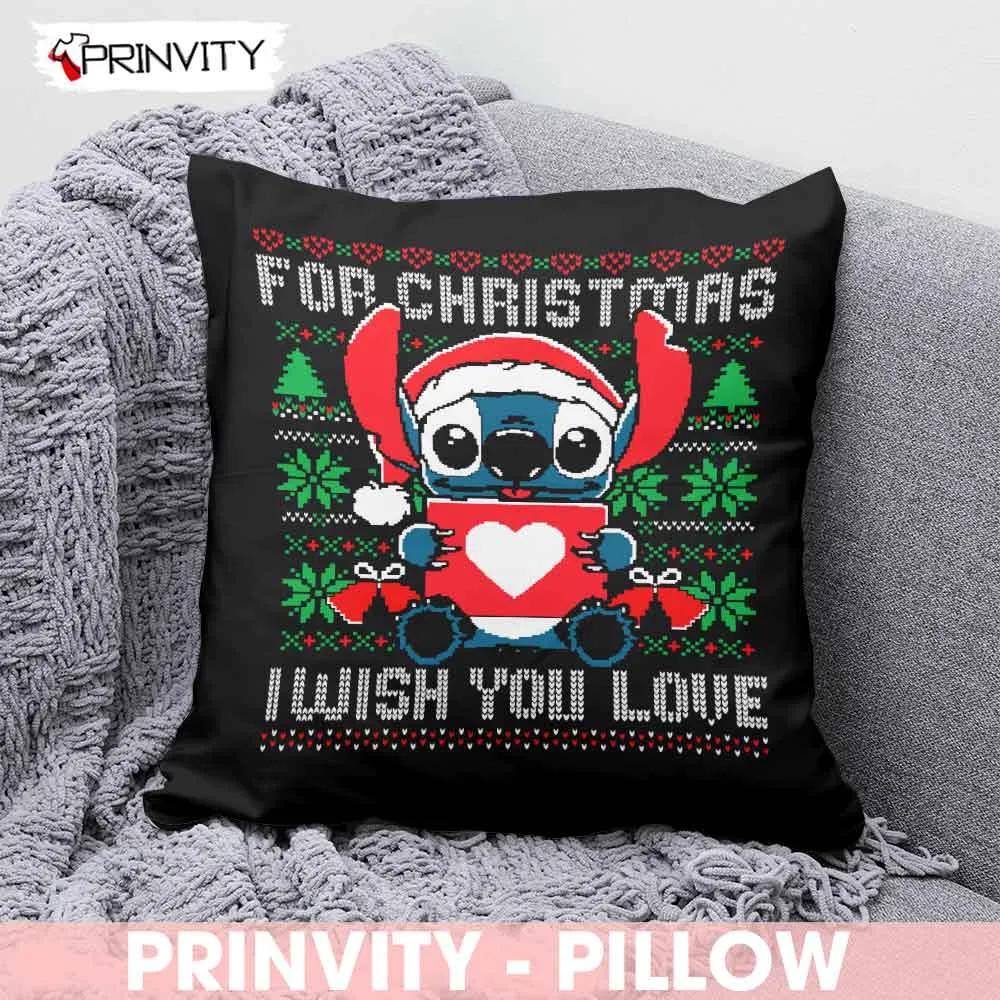 Stich For Christmas Pillow, I Wish You Love, Best Christmas Gifts 2022, Happy Holidays, Size 14”x14”, 16”x16”, 18”x18”, 20”x20” - Prinvity