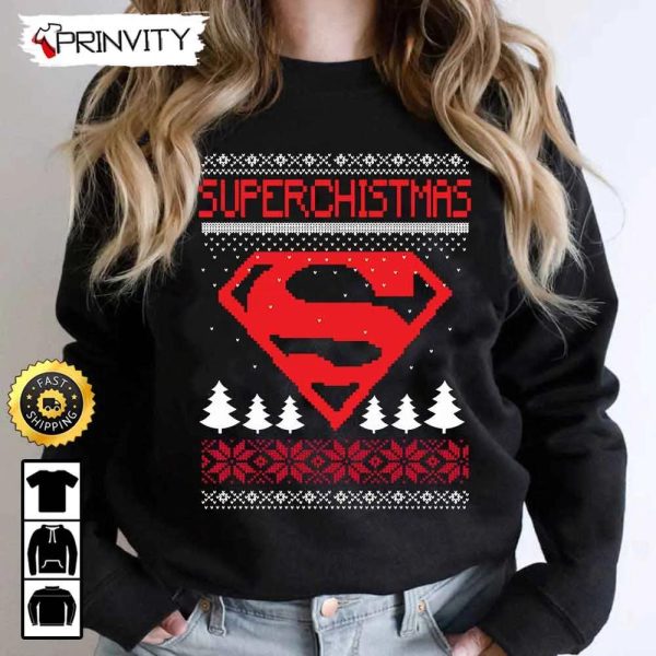 Superchristmas Ugly Sweatshirt, Best Christmas Gifts For 2022, Merry Christmas, Happy Holidays, Unisex Hoodie, T-Shirt, Long Sleeve – Prinvity