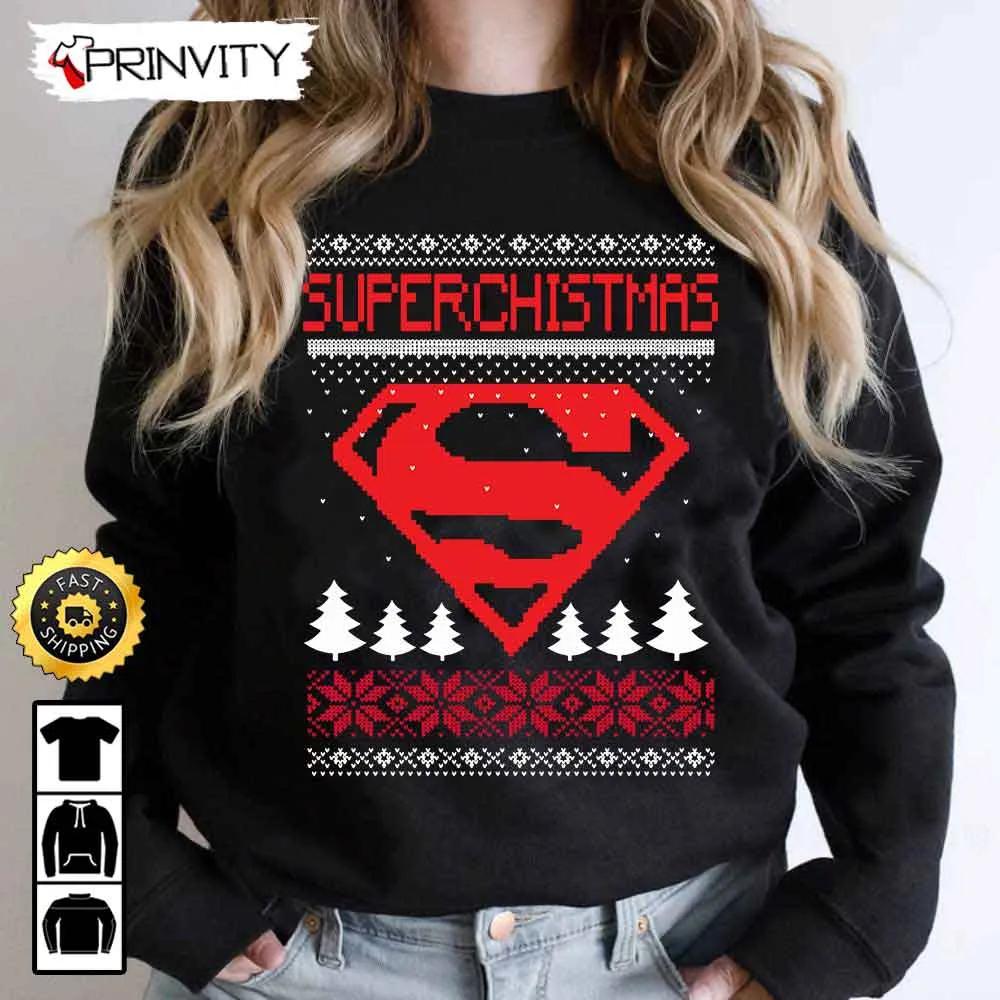 Superchristmas Ugly Sweatshirt, Best Christmas Gifts For 2022, Merry Christmas, Happy Holidays, Unisex Hoodie, T-Shirt, Long Sleeve - Prinvity