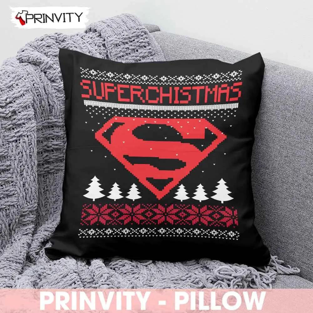 Superman Mery Christmas Pillow, Dc Comics, Best Christmas Gifts 2022, Happy Holidays, Size 14”x14”, 16”x16”, 18”x18”, 20”x20” - Prinvity