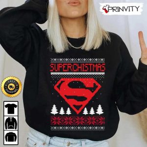 Superman Mery Christmas Ugly Sweatshirt DC Comics Best Christmas Gifts 2022 Happy Holidays Unisex Hoodie T Shirt Long Sleeve Prinvity 2