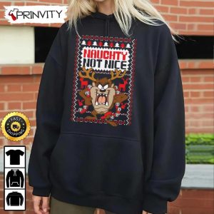 Taz Naughty Not Nice Mery Christmas Ugly Sweatshirt Looney Tunes Merrie Melodies Best Christmas Gifts 2022 Happy Holidays Unisex Hoodie T Shirt Long Sleeve Prinvity 3