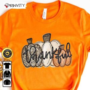 Thankful Leopard Pumpkin T Shirt Best Thanksgiving Gifts 2022 Thanksgiving Family Matching Gift Autumn Happy Thankful Unisex Hoodie Sweatshirt Long Sleeve Prinvity 2