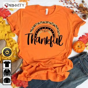 Thankful Rainbow Pumpkin T Shirt Best Thanksgiving Gifts 2022 Thanksgiving Family Matching Gift Autumn Happy Thankful Unisex Hoodie Sweatshirt Long Sleeve Prinvity 2