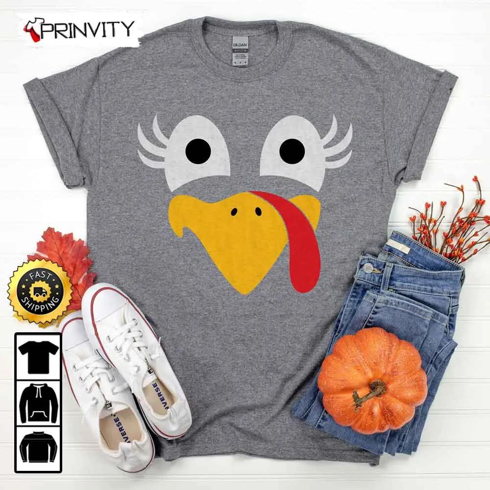 Turkey Fall Thanksgiving Cute T-Shirt, Best Thanksgiving Gifts For 2022, Autumn Happy Thankful, Unisex Hoodie, Sweatshirt, Long Sleeve - Prinvity