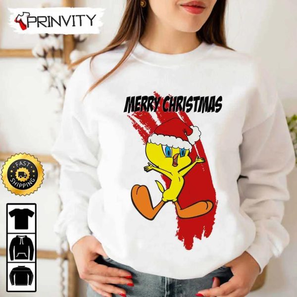 Tweety Looney Tunes Merry Christmas Sweatshirt, Best Christmas Gifts 2022, Happy Holidays, Unisex Hoodie, T-Shirt, Long Sleeve – Prinvity