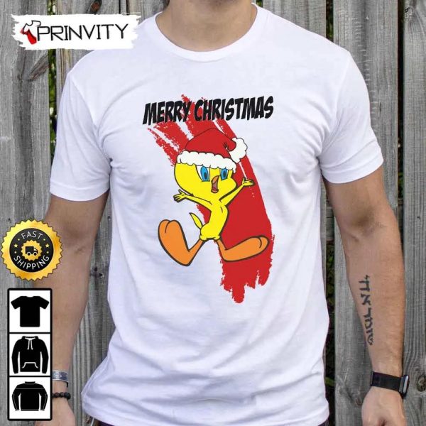 Tweety Looney Tunes Merry Christmas Sweatshirt, Best Christmas Gifts 2022, Happy Holidays, Unisex Hoodie, T-Shirt, Long Sleeve – Prinvity