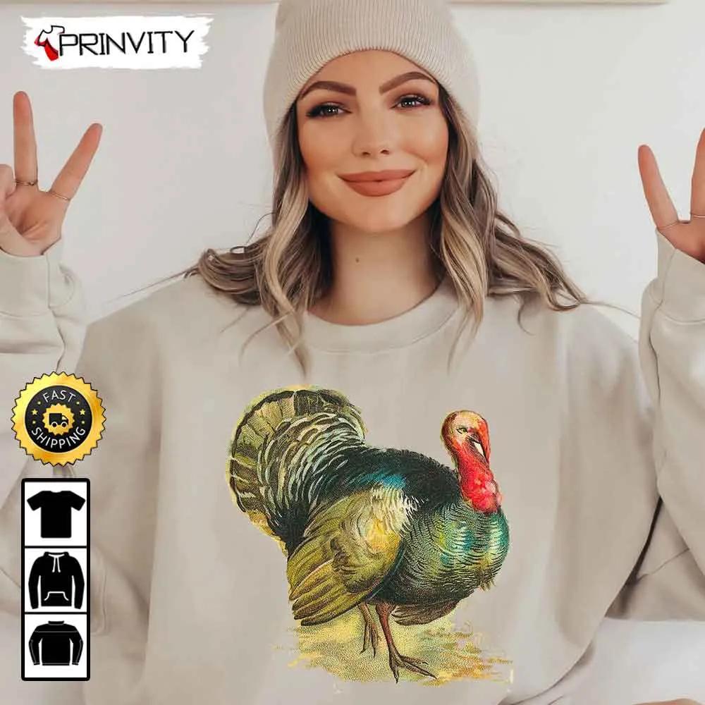 Vintage Turkey Sweatshirt, Best Thanksgiving Gifts For 2022, Autumn Happy Thankful, Unisex Hoodie, T-Shirt, Long Sleeve - Prinvity Vintage Turkey Sweatshirt, Best Thanksgiving Gifts For 2022, Autumn Happy Thankful, Unisex Hoodie, T-Shirt, Long Sleeve - Prinvity