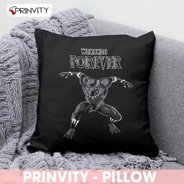 Wakanda For Ever Black Panther Marvel Pillow, Best Christmas Gifts 2022, Size 14”x14”, 16”x16”, 18”x18”, 20”x20” – Prinvity