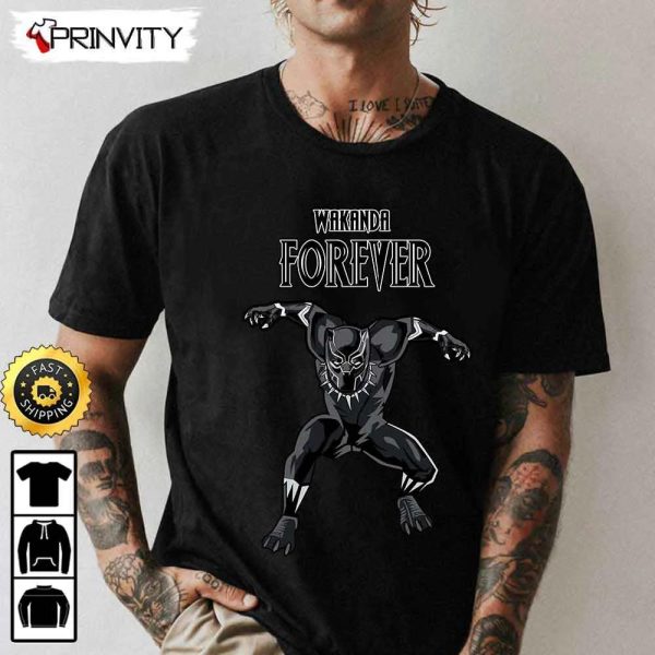 Wakanda For Ever Black Panther Marvel T-Shirt, Best Christmas Gifts 2022, Unisex Hoodie, Sweatshirt, Long Sleeve – Prinvity