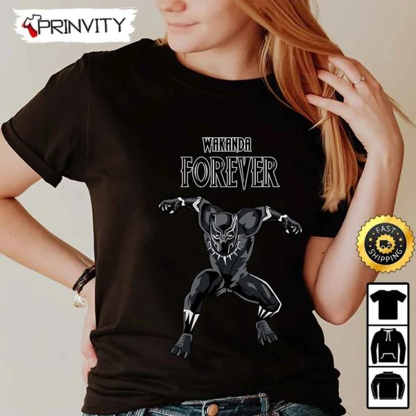 Wakanda For Ever Black Panther Marvel T-Shirt, Best Christmas Gifts 2022, Unisex Hoodie, Sweatshirt, Long Sleeve – Prinvity