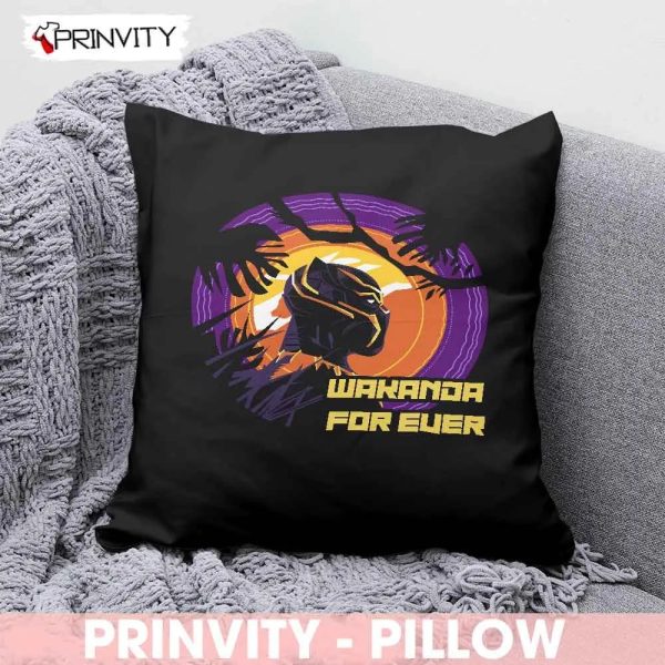 Wakanda For Ever Black Panther Pillow, Marvel, Best Christmas Gifts 2022, Size 14”x14”, 16”x16”, 18”x18”, 20”x20” – Prinvity