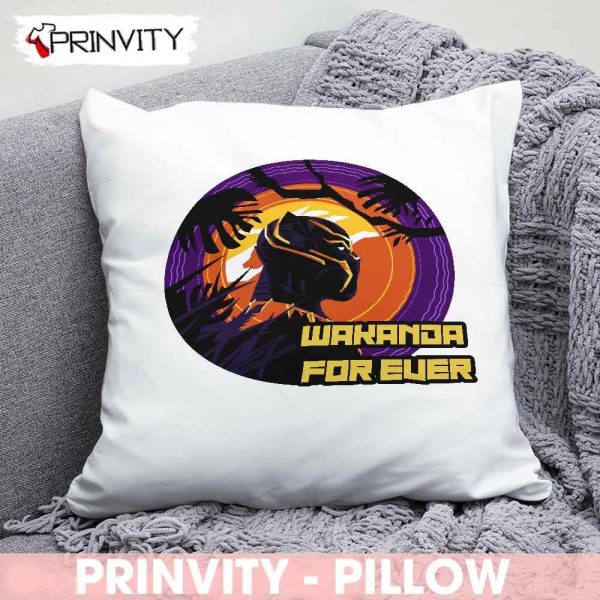 Wakanda For Ever Black Panther Pillow, Marvel, Best Christmas Gifts 2022, Size 14”x14”, 16”x16”, 18”x18”, 20”x20” – Prinvity