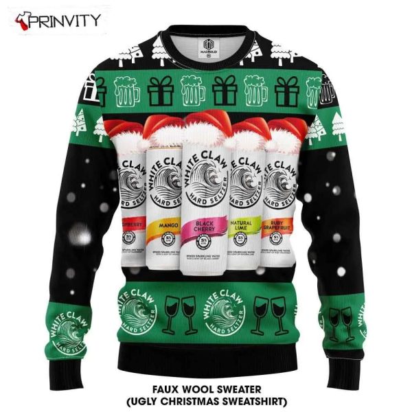 White Claw Beer Ugly Christmas Sweater, Faux Wool Sweater, Gifts For Beer Lovers, International Beer Day, Best Christmas Gifts For 2022 – Prinvity