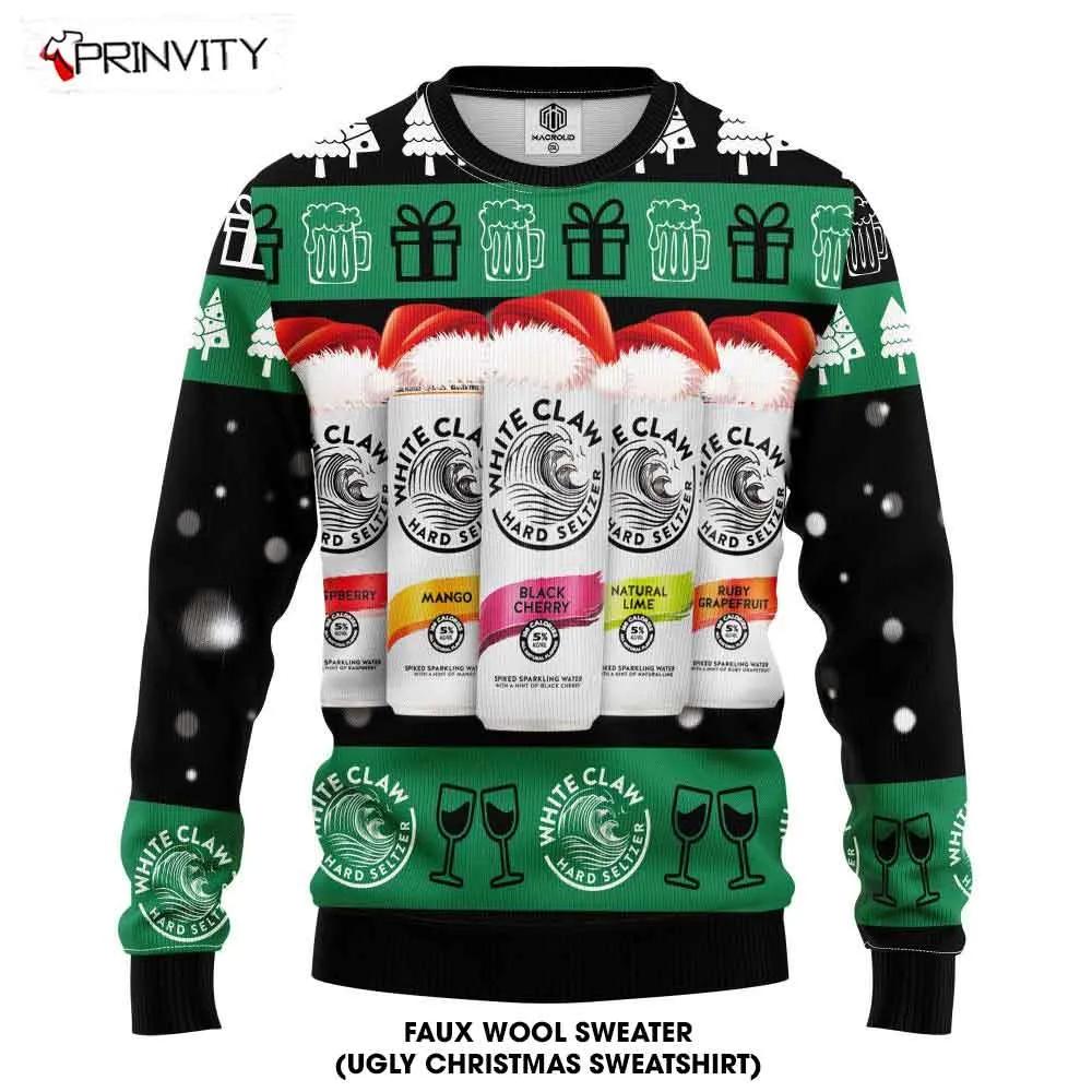 White Claw Beer Ugly Christmas Sweater, Faux Wool Sweater, Gifts For Beer Lovers, International Beer Day, Best Christmas Gifts For 2022 - Prinvity