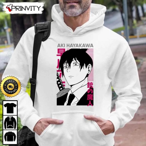 Aki Hayakawa Chainsaw Man T-Shirt, Chainsaw Man Anime Power, Japanese Manga, Fujimoto Tatsuki, Unisex Hoodie, Sweatshirt, Long Sleeve, Tank Top – Prinvity