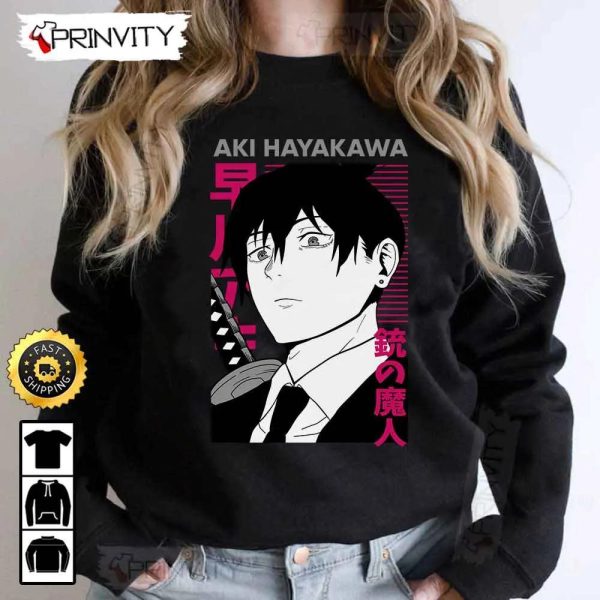 Aki Hayakawa Chainsaw Man T-Shirt, Chainsaw Man Anime Power, Japanese Manga, Fujimoto Tatsuki, Unisex Hoodie, Sweatshirt, Long Sleeve, Tank Top – Prinvity
