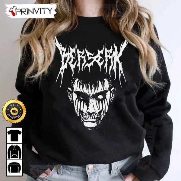 Attack On Titan Manga Berserk T-Shirt, Anime Japanese Manga Series, Levi Ackerman, Eren Yeager, Unisex Hoodie, Sweatshirt, Long Sleeve – Prinvity