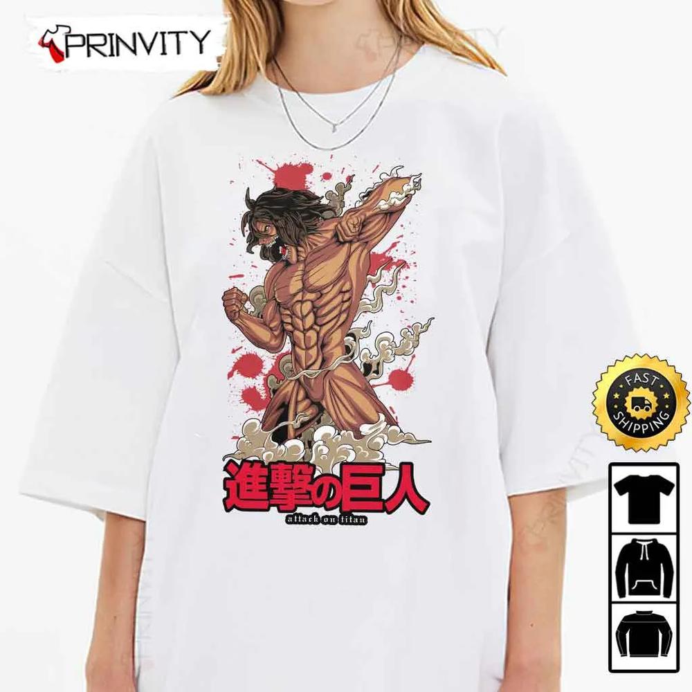 Attack On Titan Manga Eren Yeager T-Shirt, Anime Japanese Manga Series, Levi Ackerman, Mikasa Ackerman, Unisex Hoodie, Sweatshirt, Long Sleeve - Prinvity