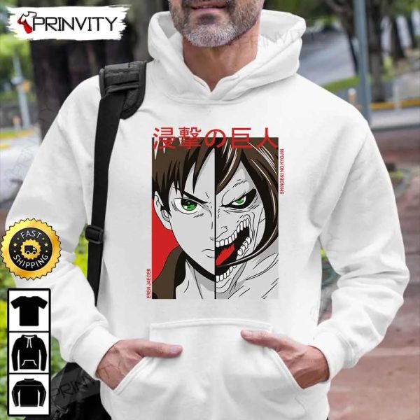 Attack On Titan Manga Eren Yeager T-Shirt, Attack On Titan Anime Japanese Manga Series, Levi Ackerman, Unisex Hoodie, Sweatshirt, Long Sleeve – Prinvity