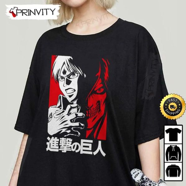 Attack On Titan Manga Eren Yeager T-Shirt, Attack On Titan Anime Japanese Manga Series, Levi Ackerman, Unisex Hoodie, Sweatshirt, Long Sleeve – Prinvity