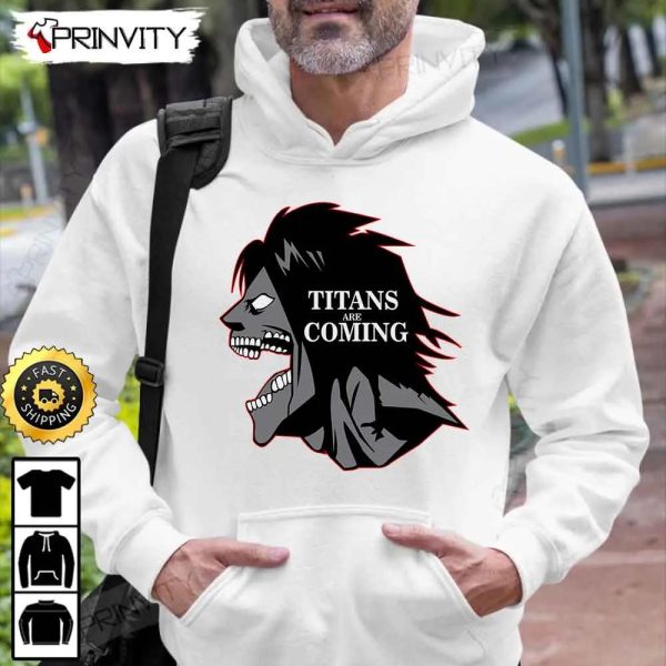 Attack On Titan Manga Eren Yeager Titans Are Coming T-Shirt, Anime Japanese Manga Series, Levi Ackerman, Unisex Hoodie, Sweatshirt, Long Sleeve – Prinvity